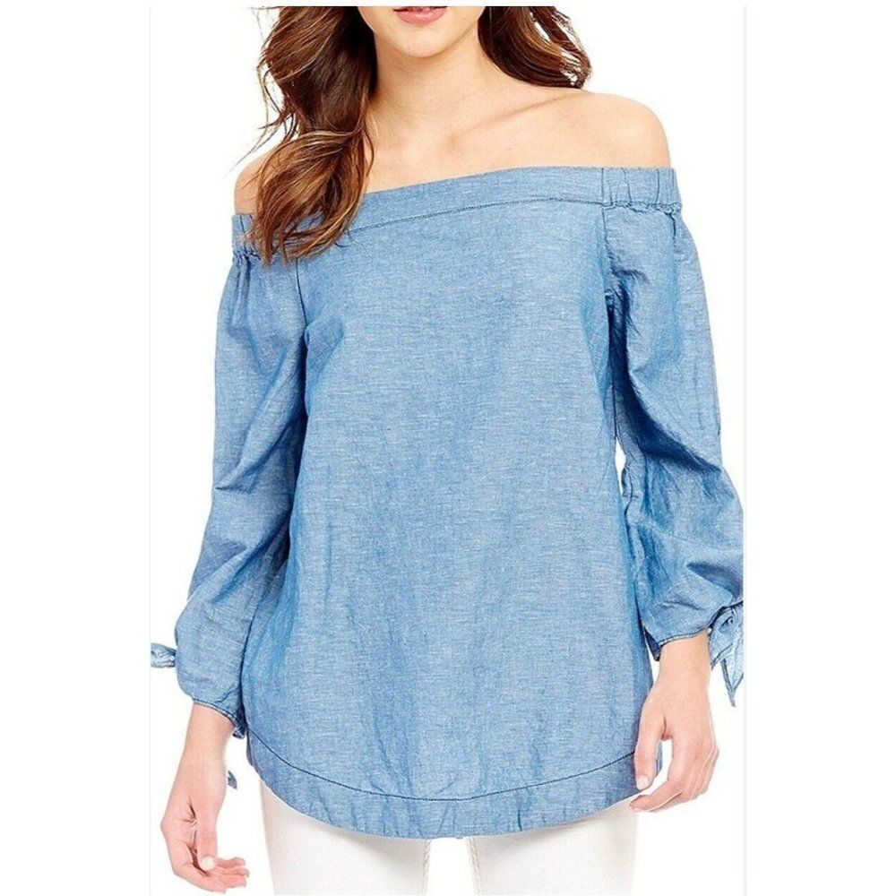 Free People Off-Shoulder Chambray Top Size XS